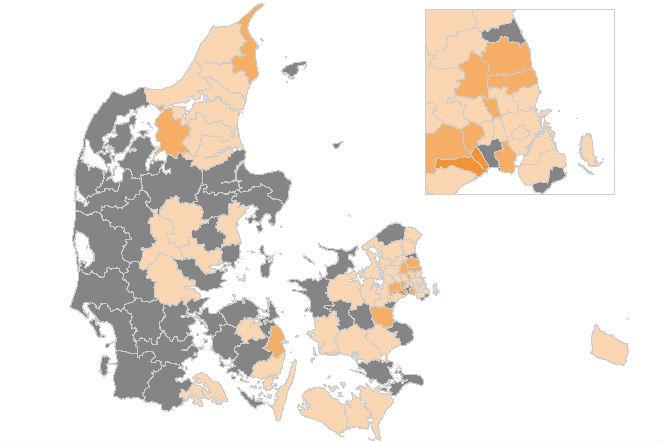Antallet af indlagte med coronavirus er faldet med fem