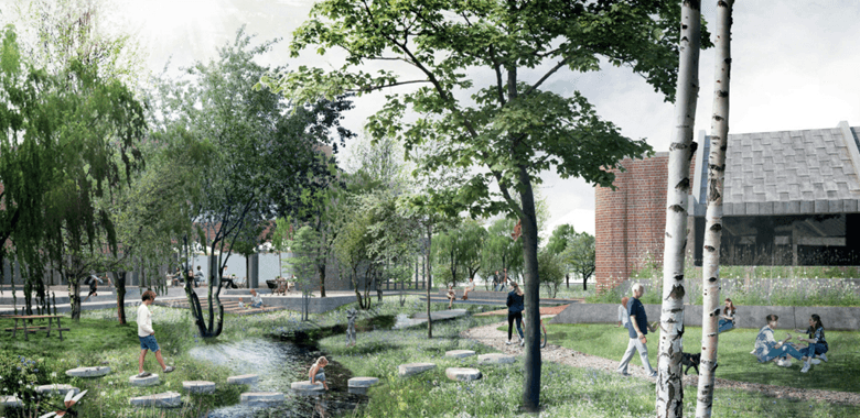 Udeareal ved Odders rådhus bliver folkepark